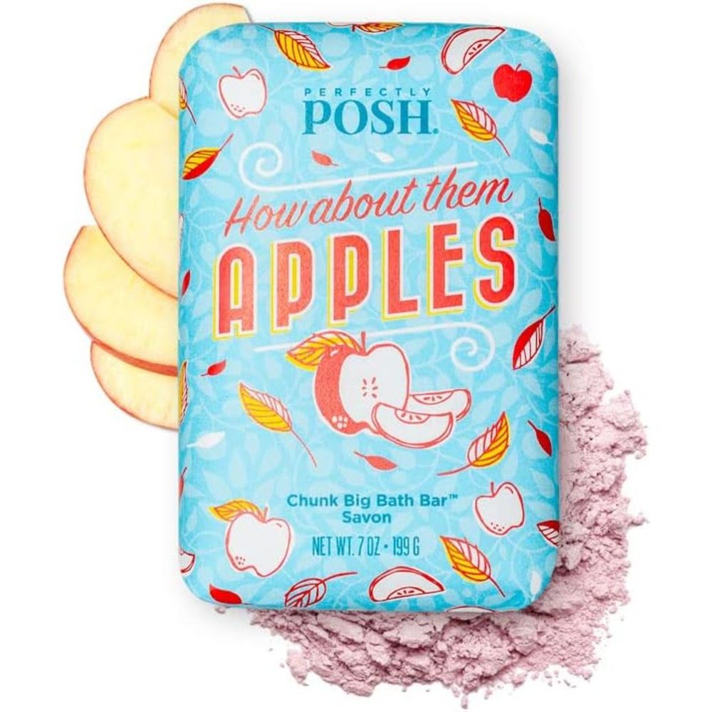 NWT Perfectly Posh "How About Them Apples" Big Bath Bar – 7oz Pink Clay